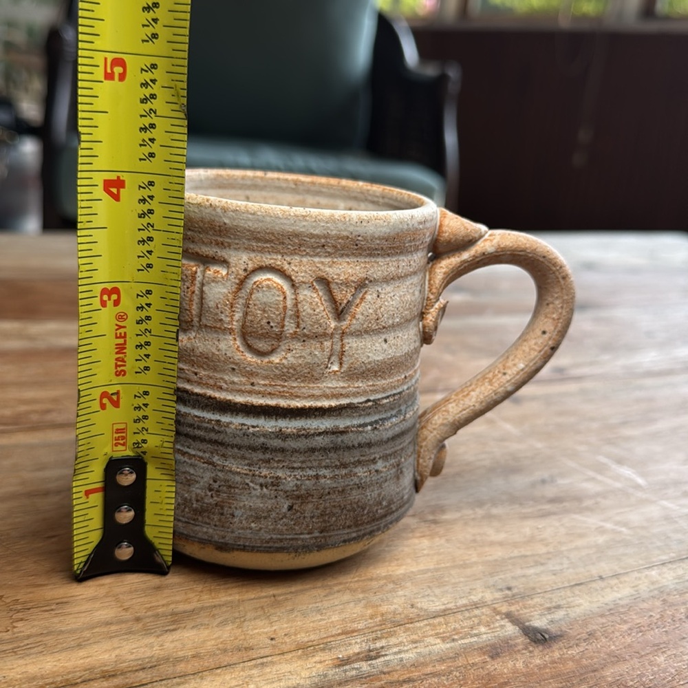 Handmade “Joy” Ceramic Mug - Brown and Cream - Picture 5 of 6